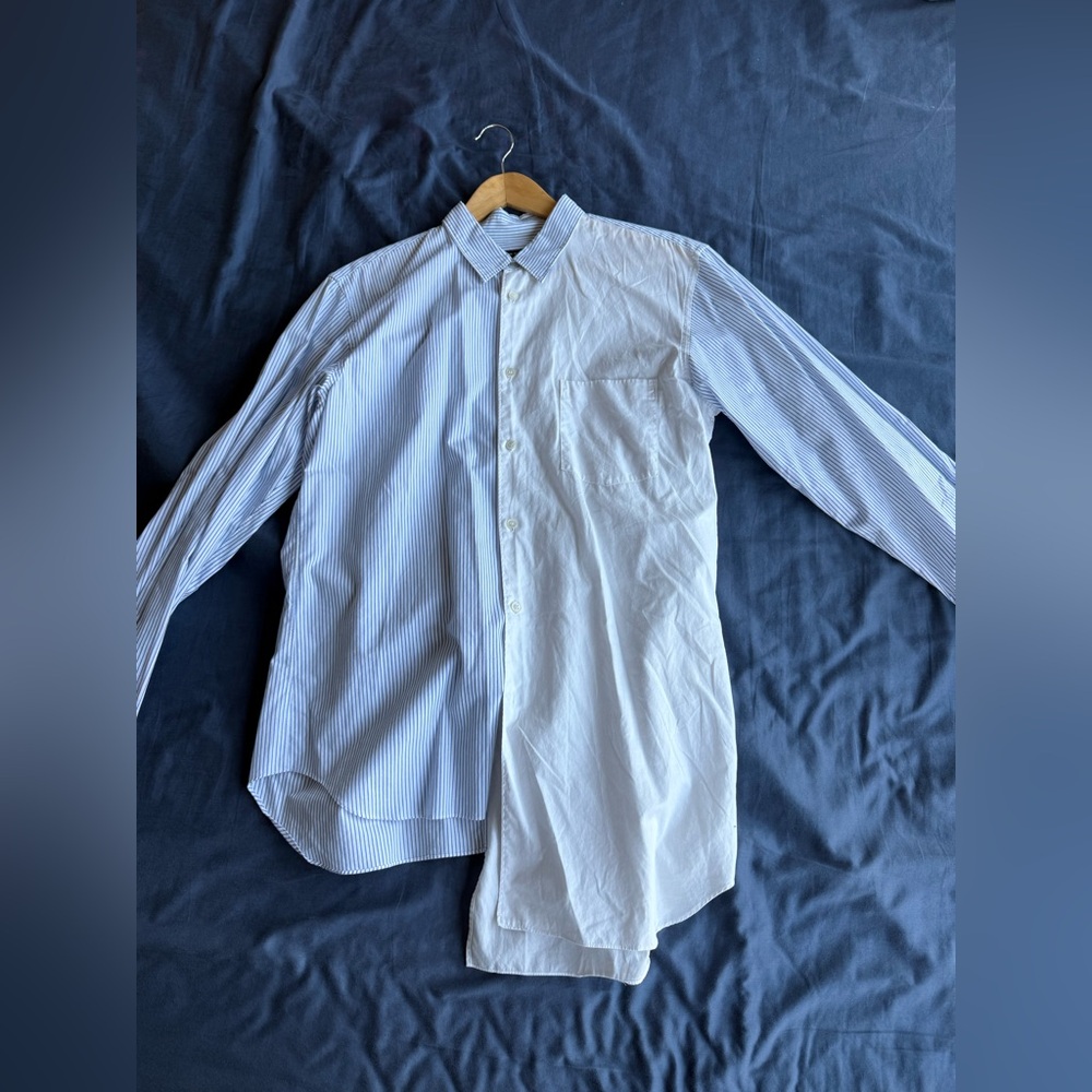 Comme des Garcons White and Blue Dress Shirt